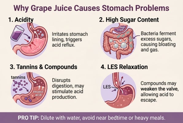 Why grape juice causes acid reflux problems
