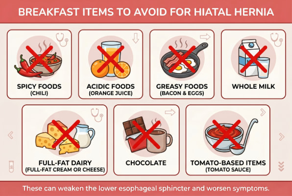 Breakfast items to avoid with hiatal hernia