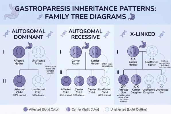 Inherited gastroparesis and genetic inheritance patterns