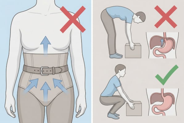 Tight clothing and bending over trigger hiatal hernia flare-ups