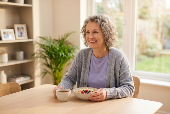 Woman recovering after hiatal hernia surgery