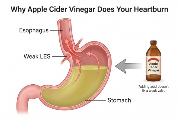 Why apple cider vinegar doesn't fix heartburn