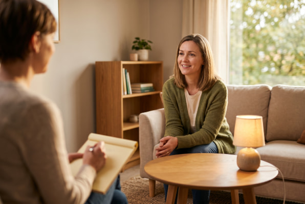 Woman gets therapy for anxiety heartburn