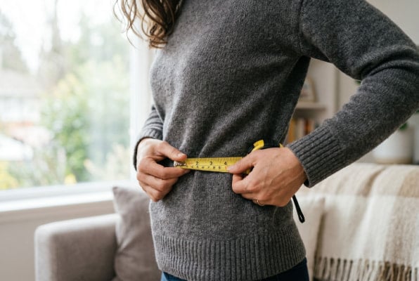 Waist measurement showing abdominal weight connection to acid reflux