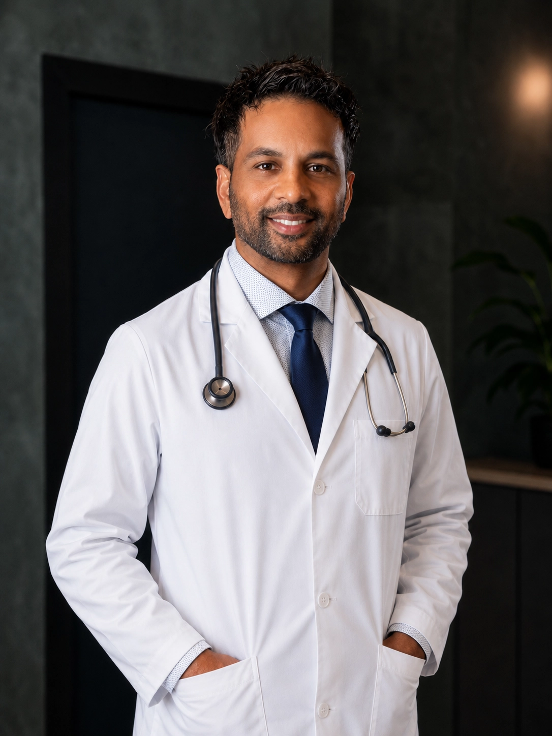Dr.Grandhige in a medical setting