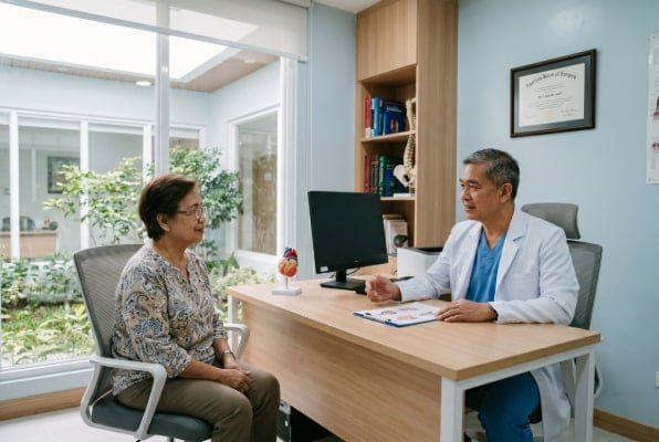 GERD specialist consulting with patient about persistent acid reflux symptoms