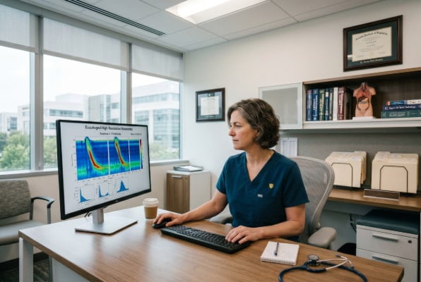 Reflux specialist reviewing esophageal manometry results for GERD evaluation