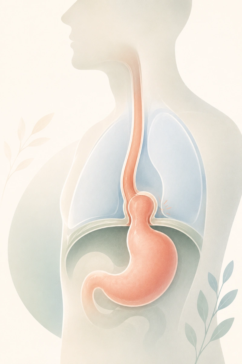 Diagram showing how a hiatal hernia lets the upper stomach slip past a weakened diaphragm into the chest.You said: okay this is good, how about a file name for the image