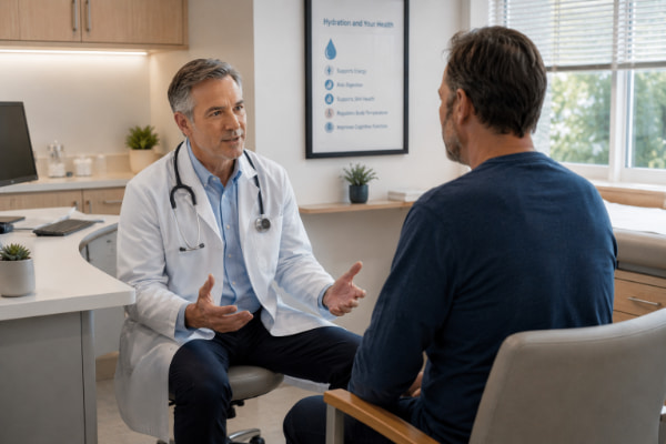 Doctor consulting a patient about persistent heartburn and reflux evaluation