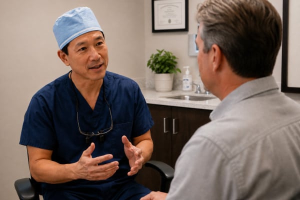Reflux specialist evaluating a patient with persistent heartburn and swallowing issues