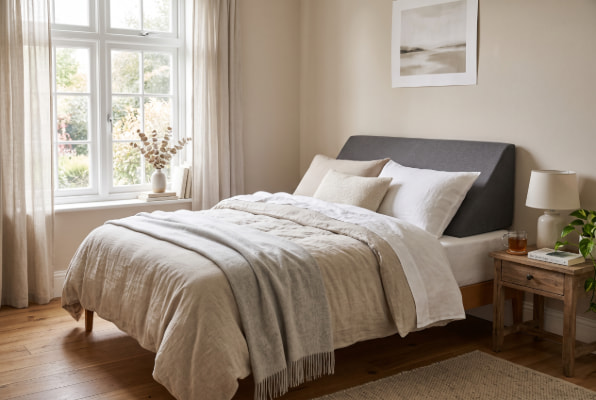 Foam wedge pillow raising the head of a bed to reduce nighttime reflux