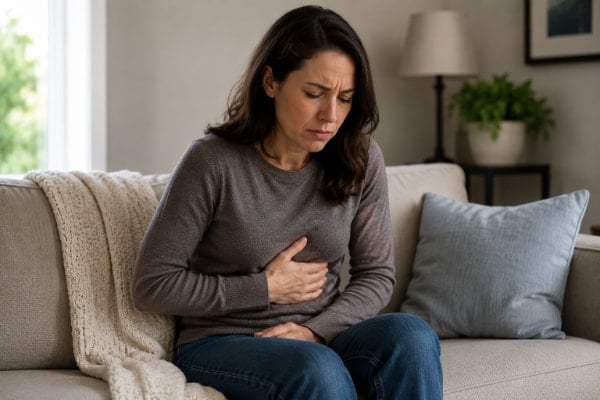 Person feeling nausea and retching in early recovery after Nissen fundoplication surgery