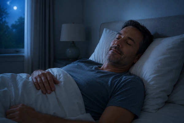 Patient sleeping comfortably at night after LINX surgery relieved chronic acid reflux