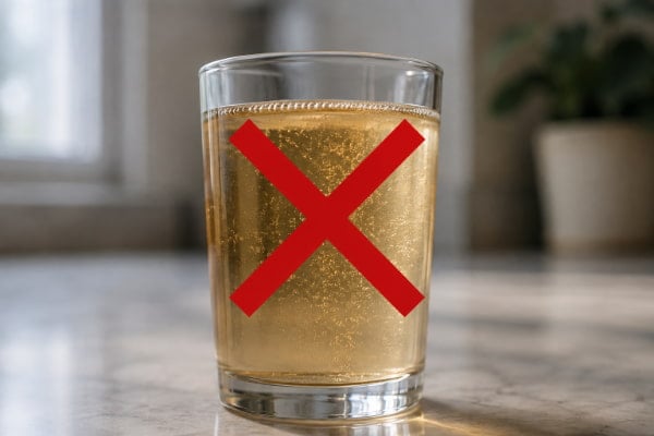 Settled bubbles in a poured drink to reduce gas after LINX surgery