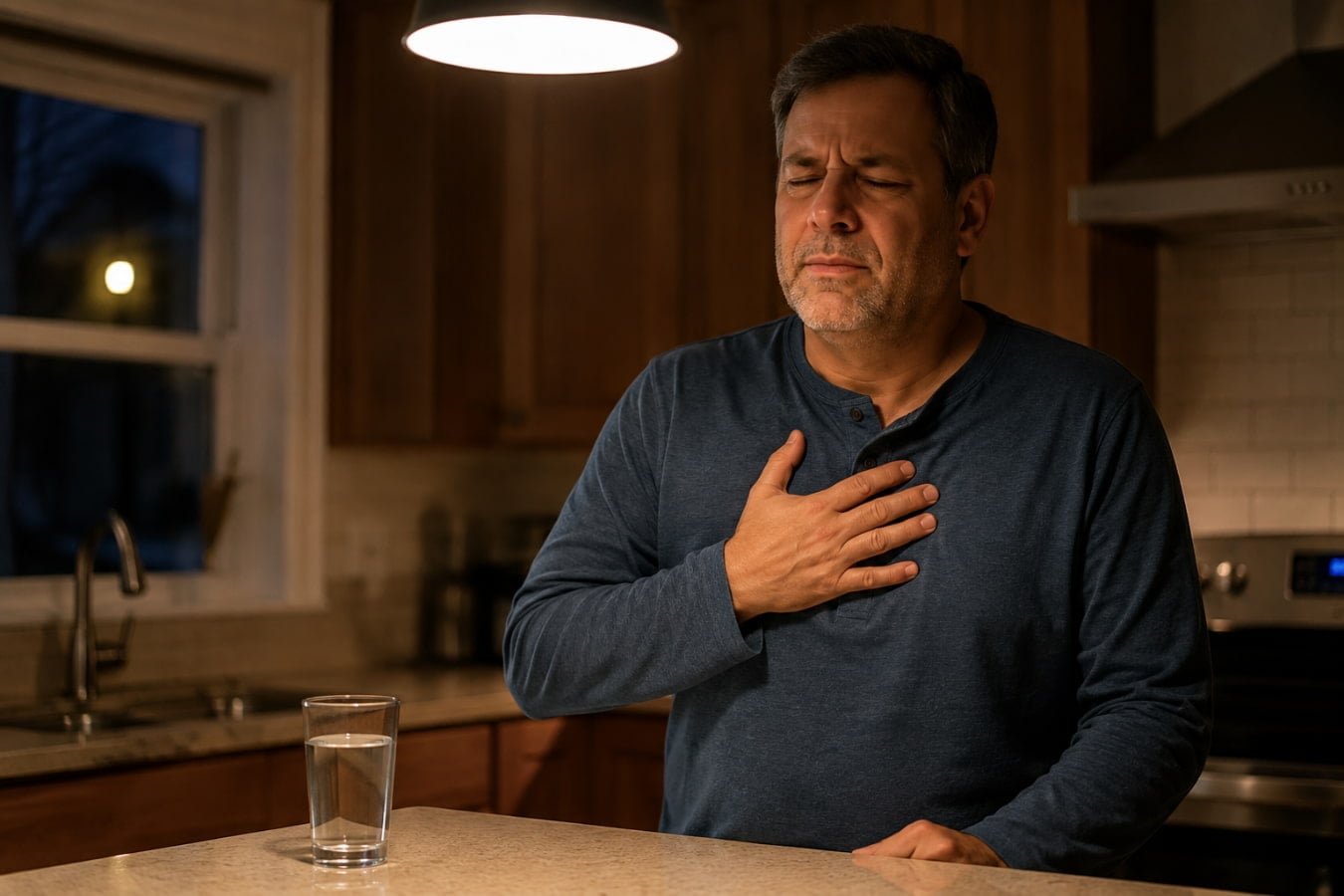 Man with nighttime heartburn and regurgitation, the symptoms the TIF procedure treats