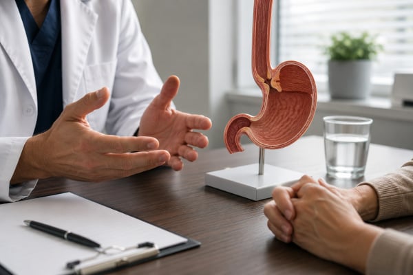 Patient discussing whether the TIF procedure is worth it during a reflux surgery consultation