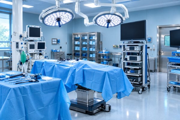 Operating suite prepared for minimally invasive anti-reflux surgery for GERD patients