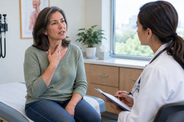 Patient describing nighttime reflux symptoms to a reflux specialist in Tampa